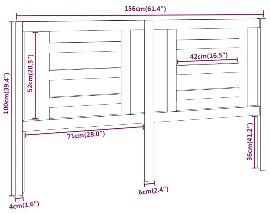 Cabeceira de cama 156x4x100 cm pinho maciço cinzento