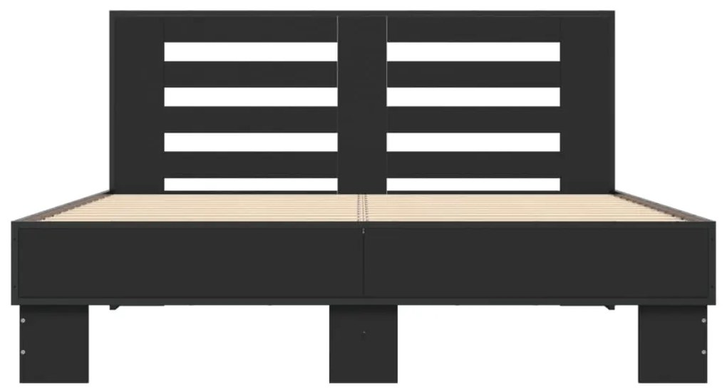 Estrutura de cama 140x200 cm derivados de madeira/metal preto