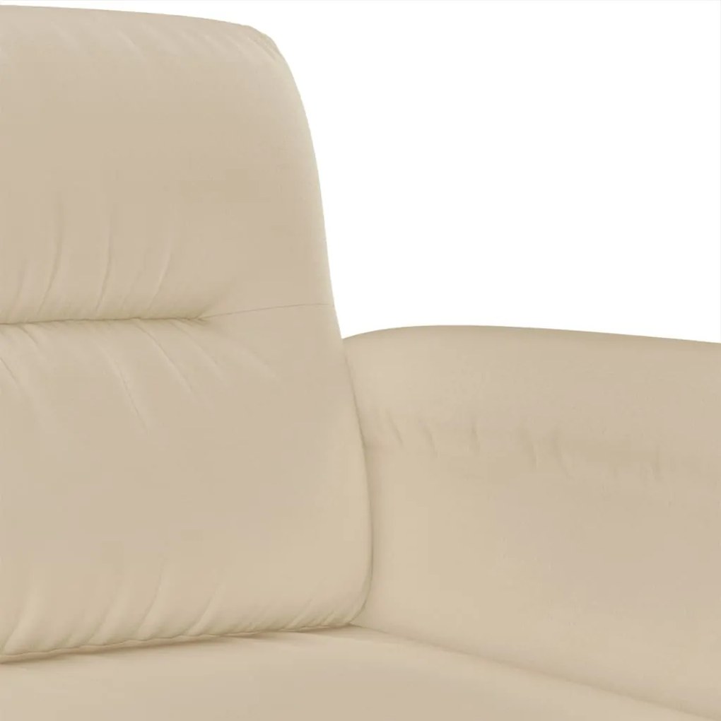 3 pcs conjunto sofás c/ almofadas tecido microfibra cor creme