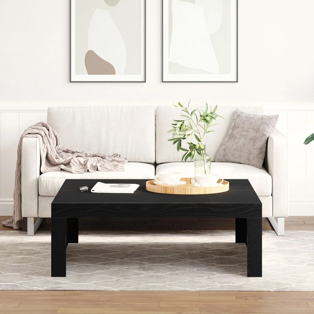 Mesa de Café de Carvalho Preto - 100x100x35 cm Feita de Madeira Recons