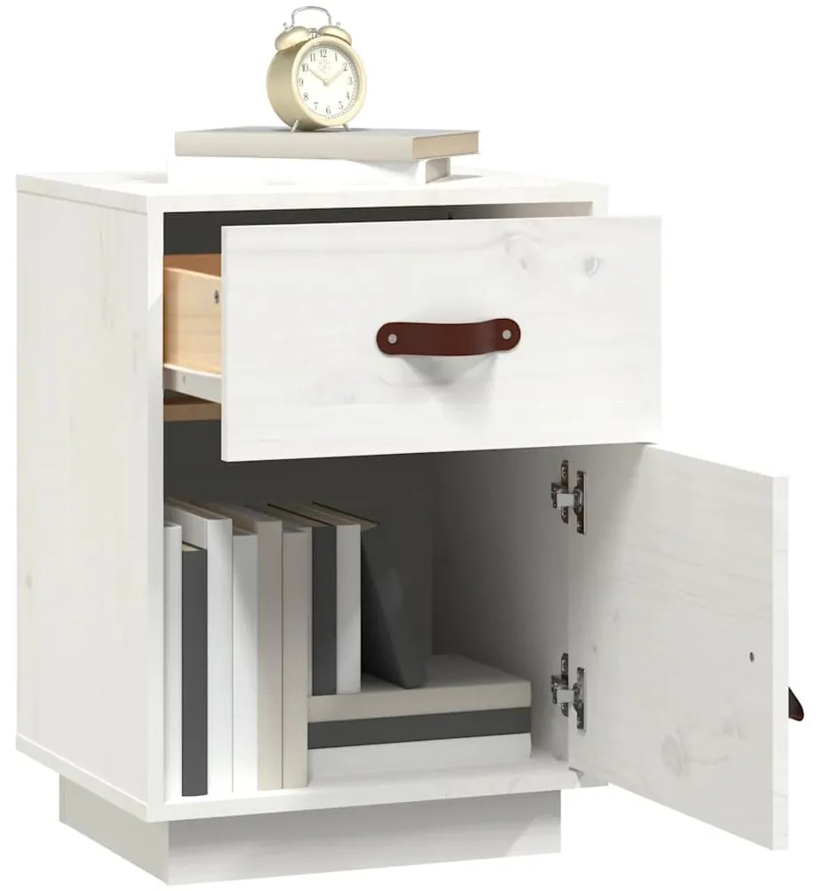 Mesas de cabeceira 2 pcs 40x34x55 cm pinho maciço branco
