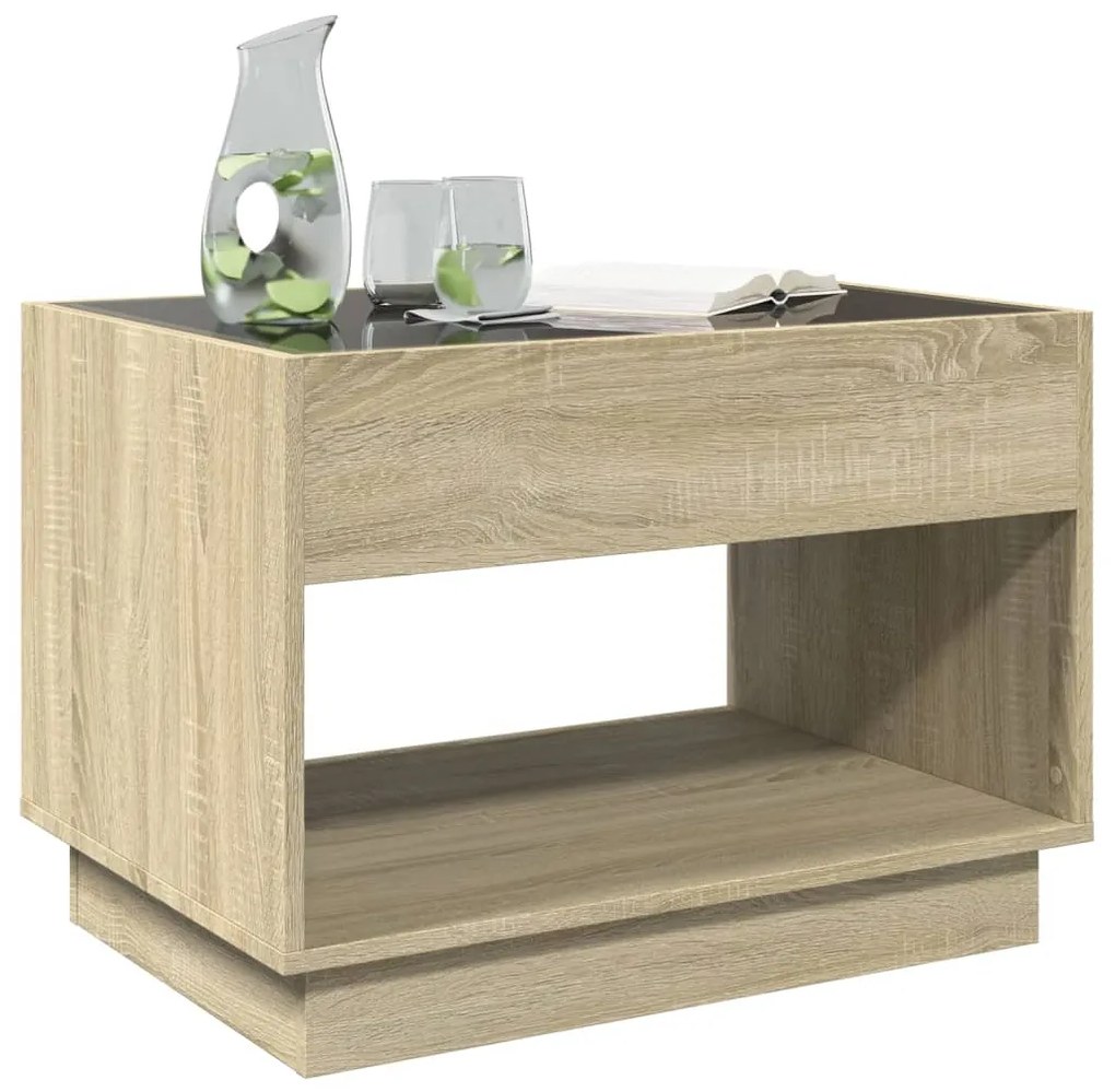 Mesa de centro luzes LED Infinity 70x50x50 cm carvalho sonoma