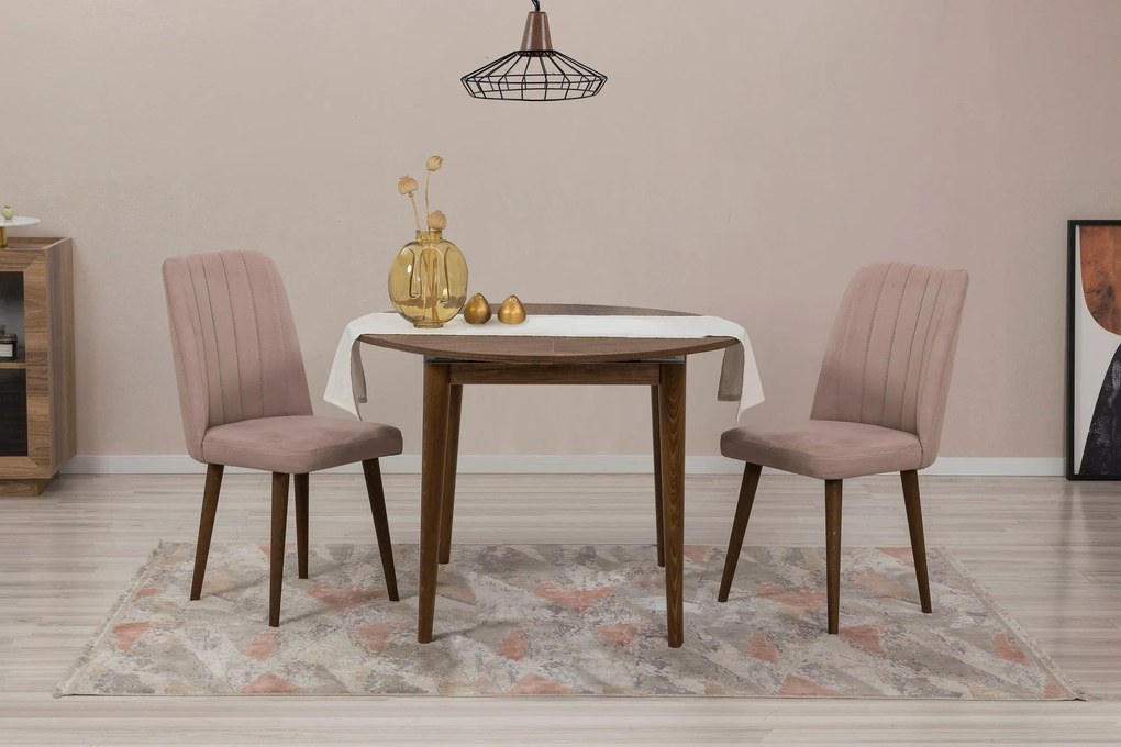 Conjunto de Mesa de Jantar Extensível e Cadeiras Vina – Nogueira – Mes