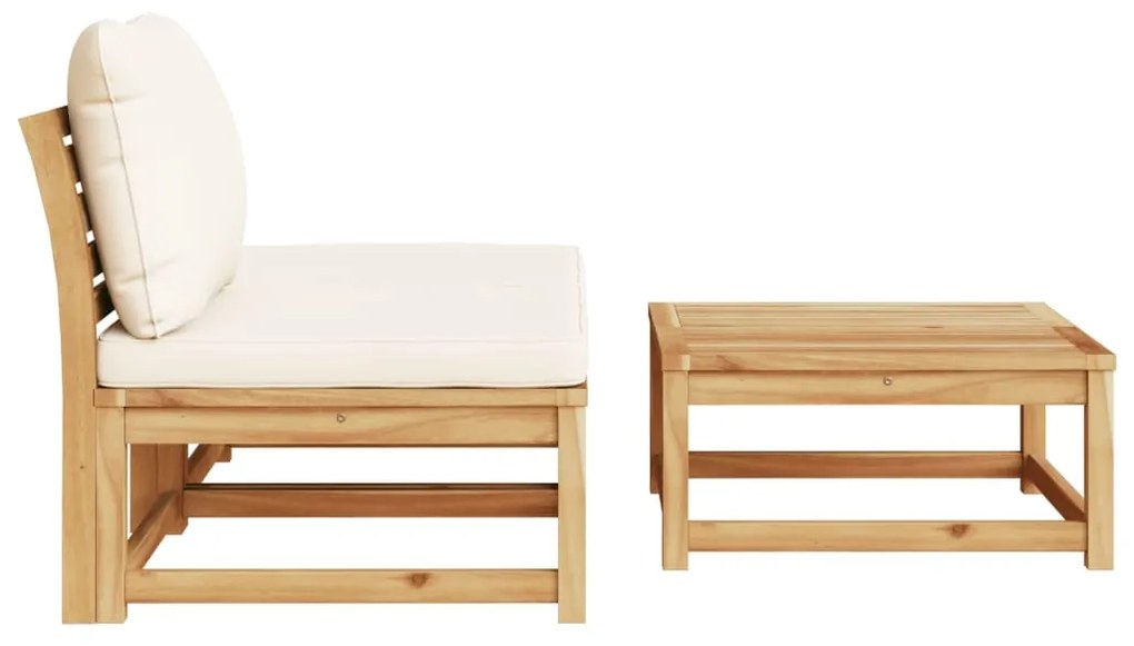 3 pcs conjunto lounge de jardim c/ almofadões acácia maciça