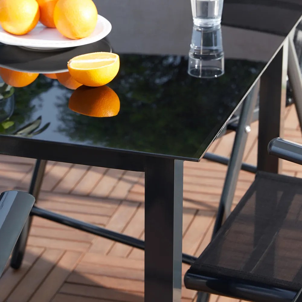 Conjunto de refeição de jardim Bern 7 peças com 6 cadeiras e 1 mesa em alumínio antracite