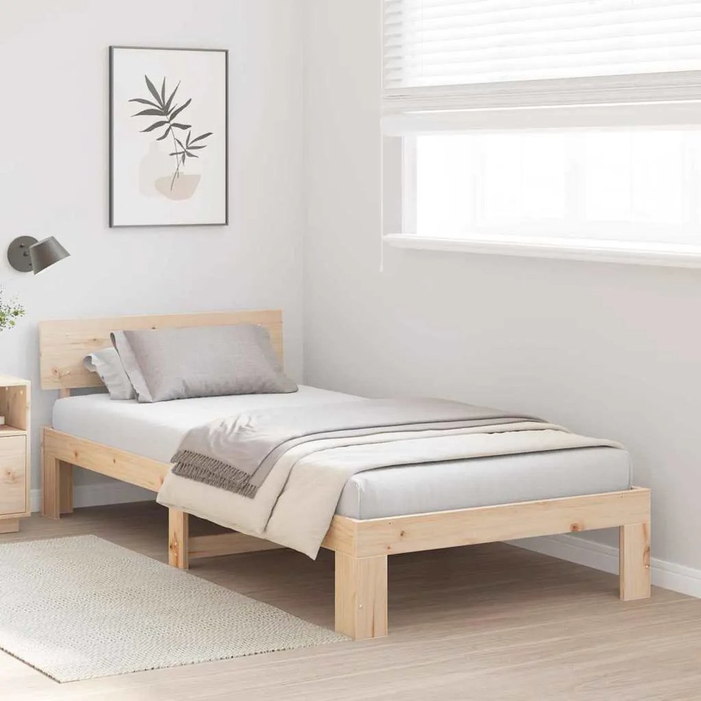 Estrado de Cama com Cabeceira 90x190 cm Madeira de Pinho