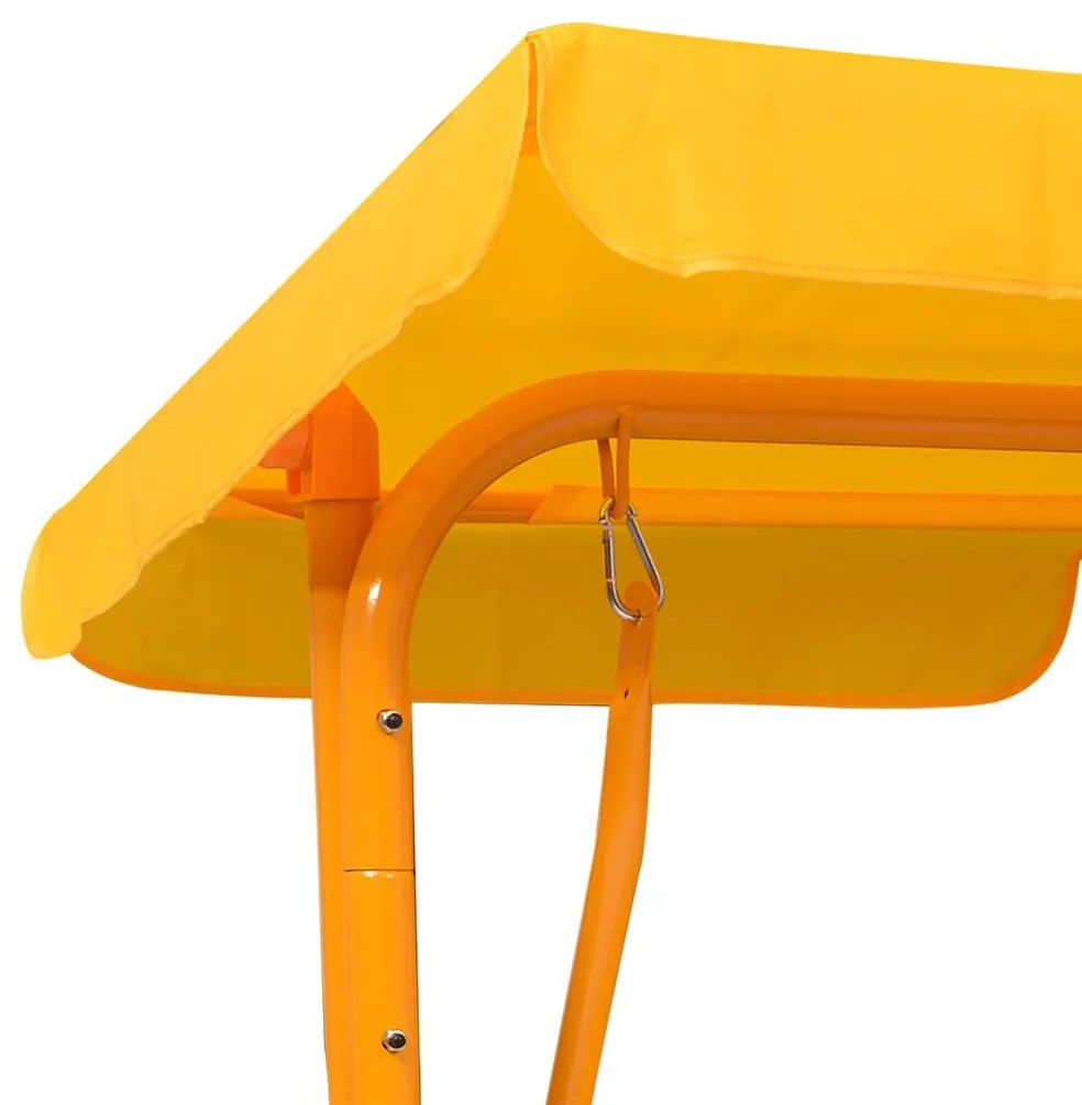 Banco de baloiço para crianças 115x75x110 cm tecido amarelo