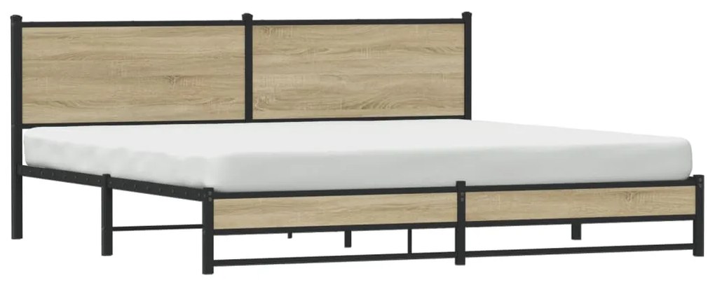 Estrutura de cama sem colchão 193x203cm metal carvalho sonoma