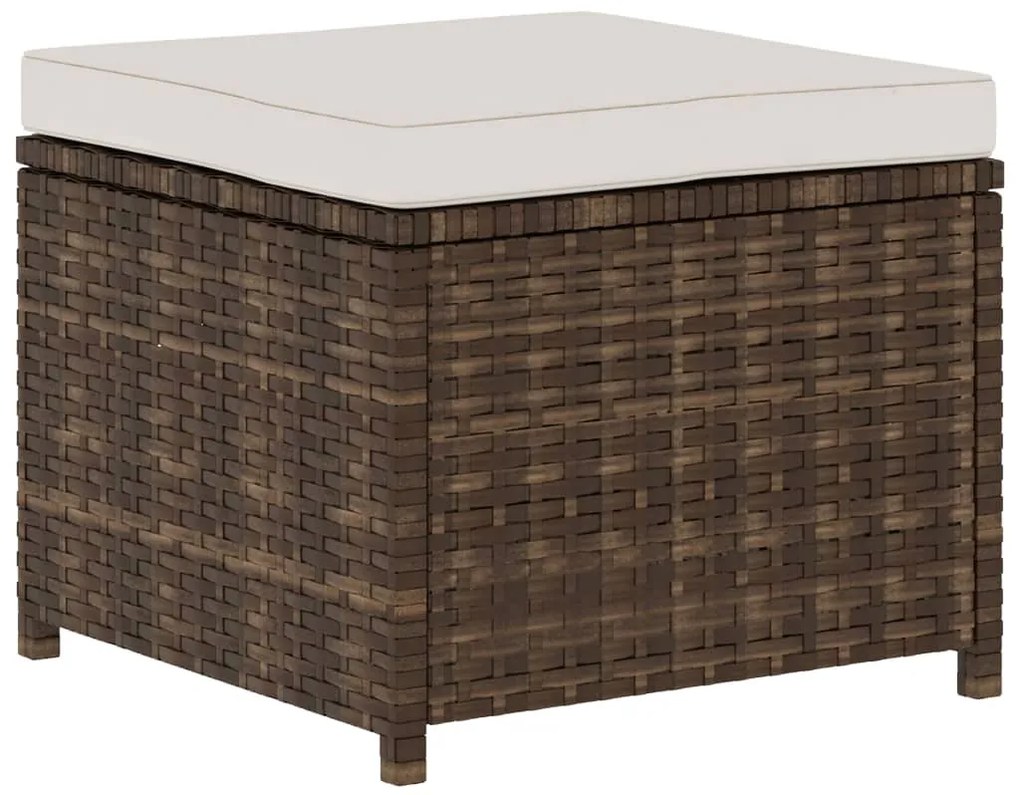 5 pcs conjunto lounge jardim c/ almofadões vime PE castanho