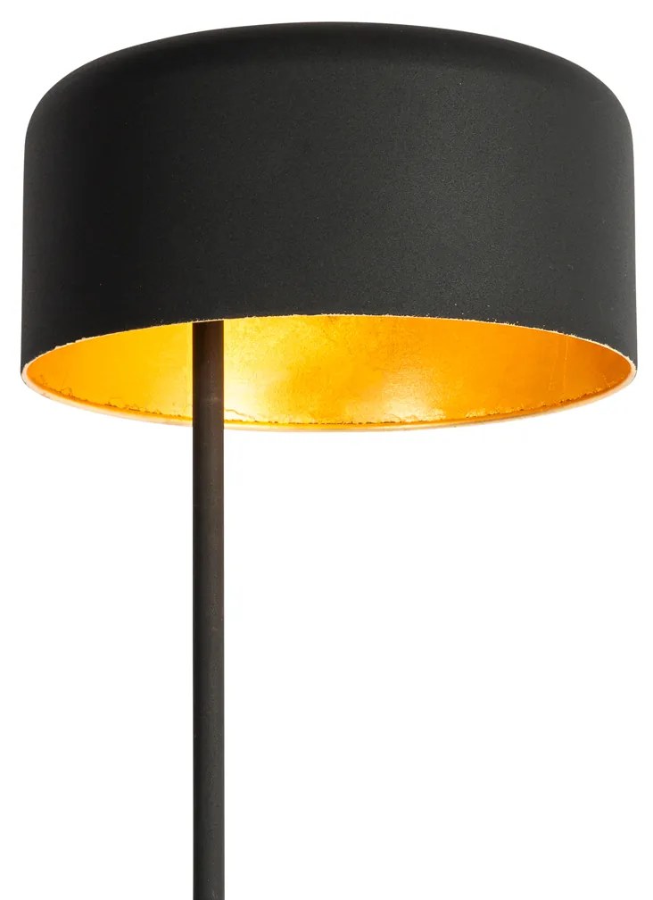 Candeeiro de pé retro preto com interior dourado - Jinte Retro,Industrial