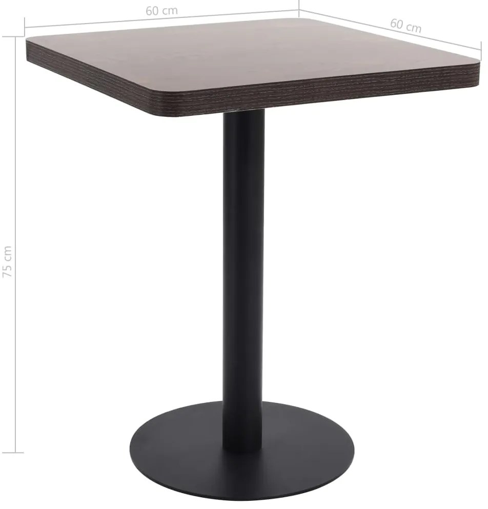 Mesa bistrô 60x60 cm MDF castanho-escuro