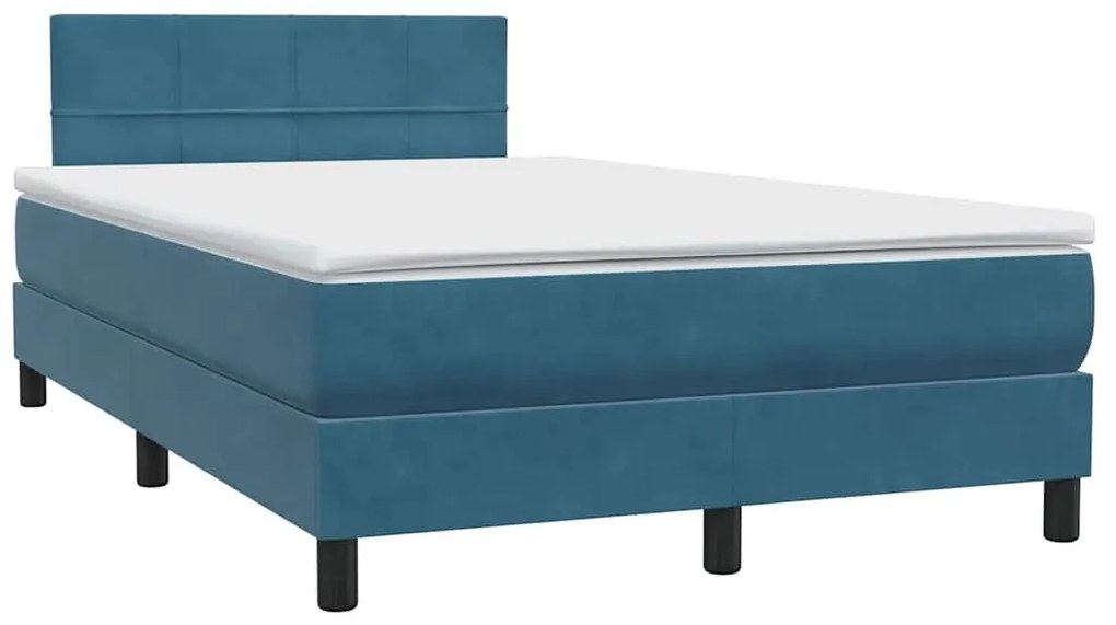 Cama com molas/colchão 120x210 cm veludo azul-escuro