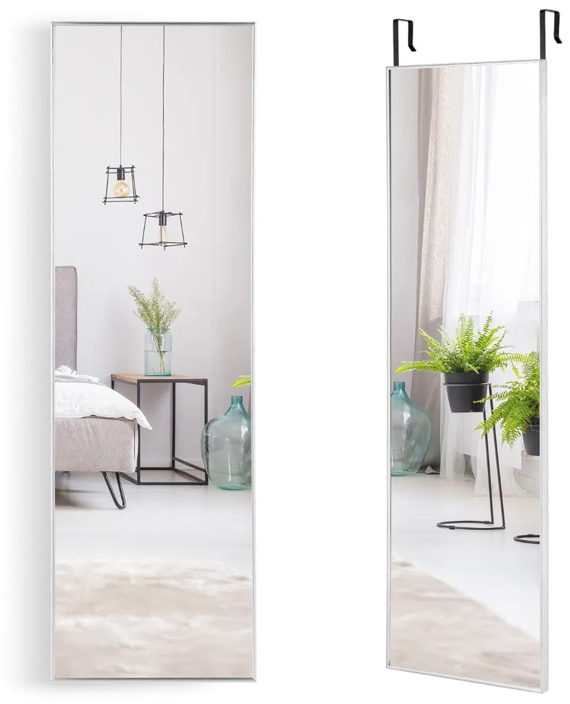 Espelho Pendurar Porta de Alumínio com Moldura Inquebrável de Vidro 120 x 37 cm Revestido a Prata