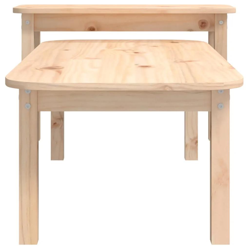 2 pcs conjunto de mesas de centro madeira de pinho maciça