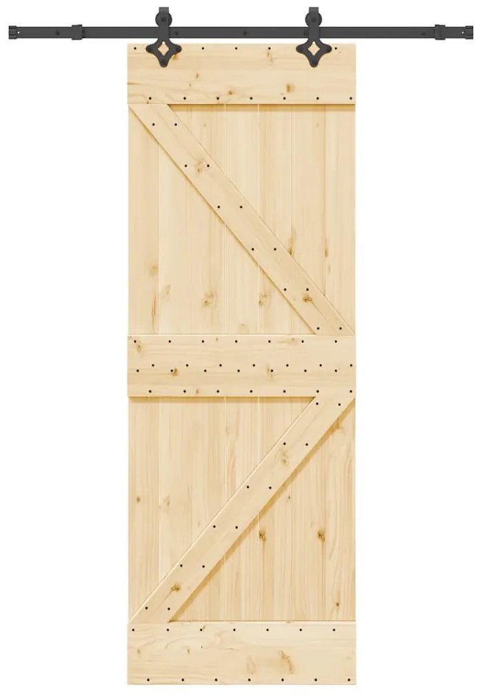 vidaXL Porta de correr com ferragens 70x210 cm madeira de pinho maciça