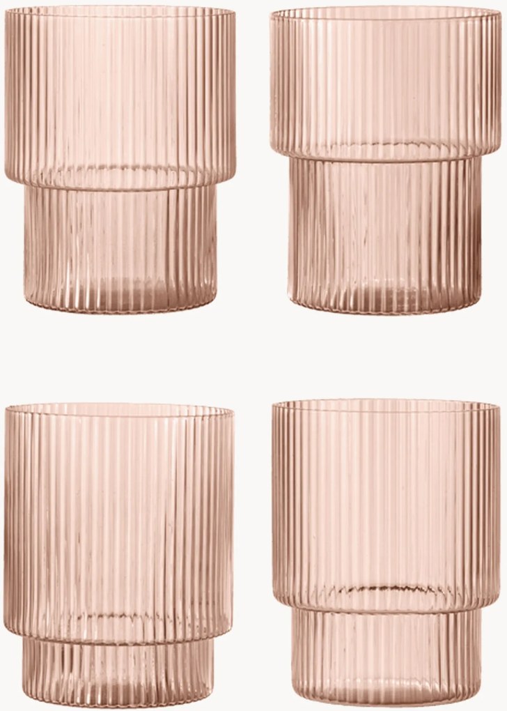 Copos artesanais com padrão em relevo Ripple, 200 ml, conjunto de 4
