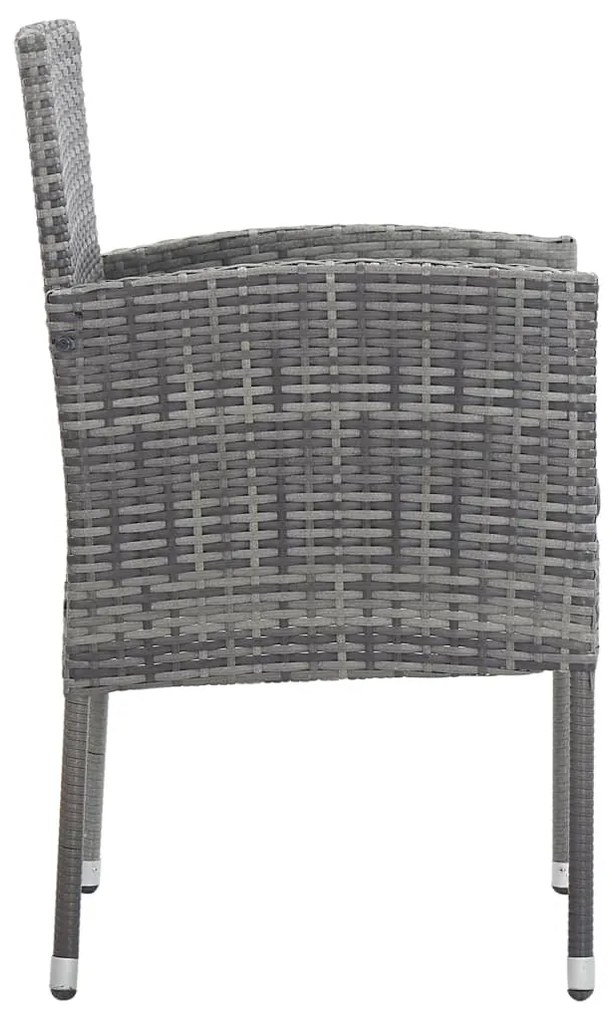 Cadeiras jardim c/ almofadões cinza escuro 2 pcs vime PE cinza