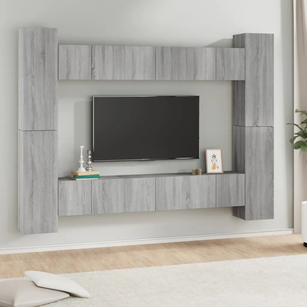 vidaXL Conjunto móveis de TV 10 pcs madeira processada sonoma cinza