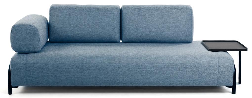 Kave Home - Sofá Compo 3 lugares azul com tabuleiro grande 252 cm