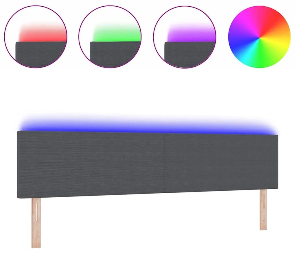 Cabeceira LED vidaXL Design Simples Cinza Escuro 100 cm em Tecido de C