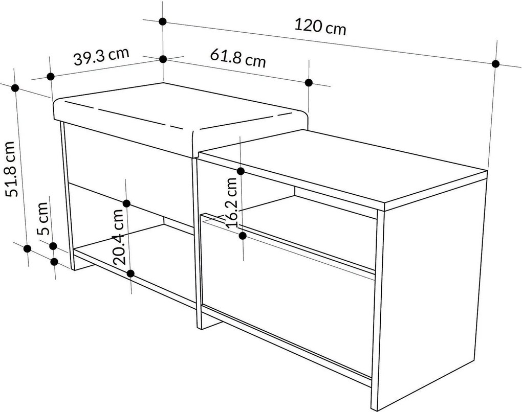 Sapateira Berlin – Nogueira – 60 cm x 200 cm x 35 cm