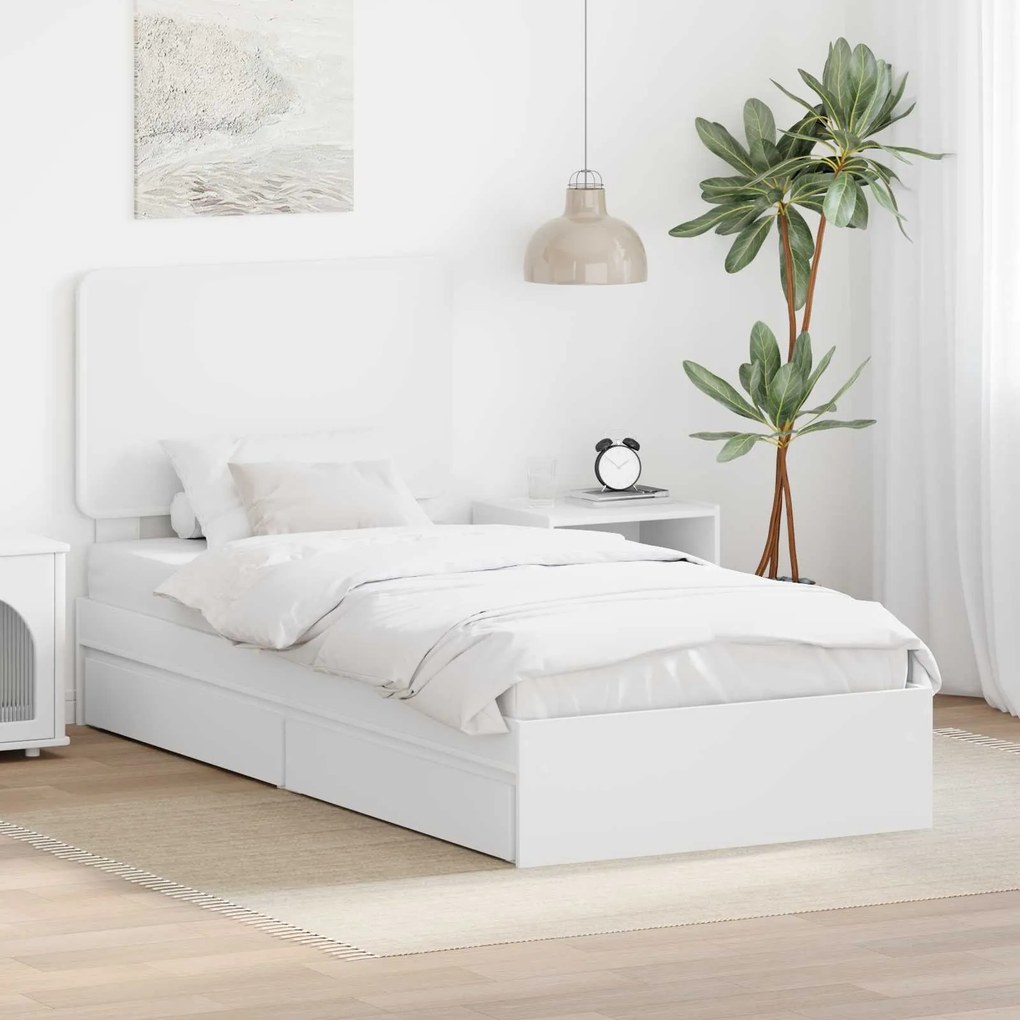 vidaXL Cama com Armazenamento Branco 100 x 200 cm Madeira processada