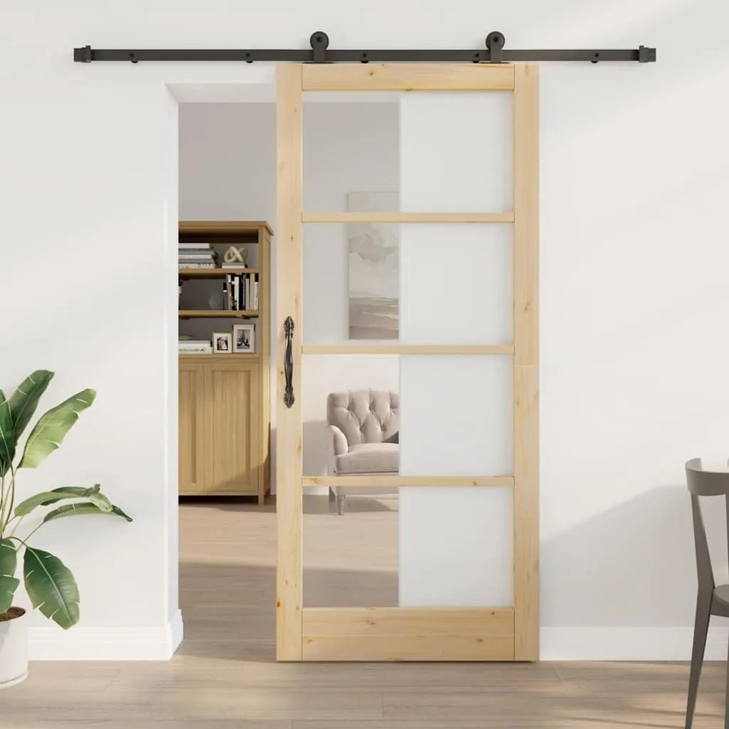 Porta Deslizante vidaXL com Conjunto de Ferragens 'ORKDAL'Madeira Sóli