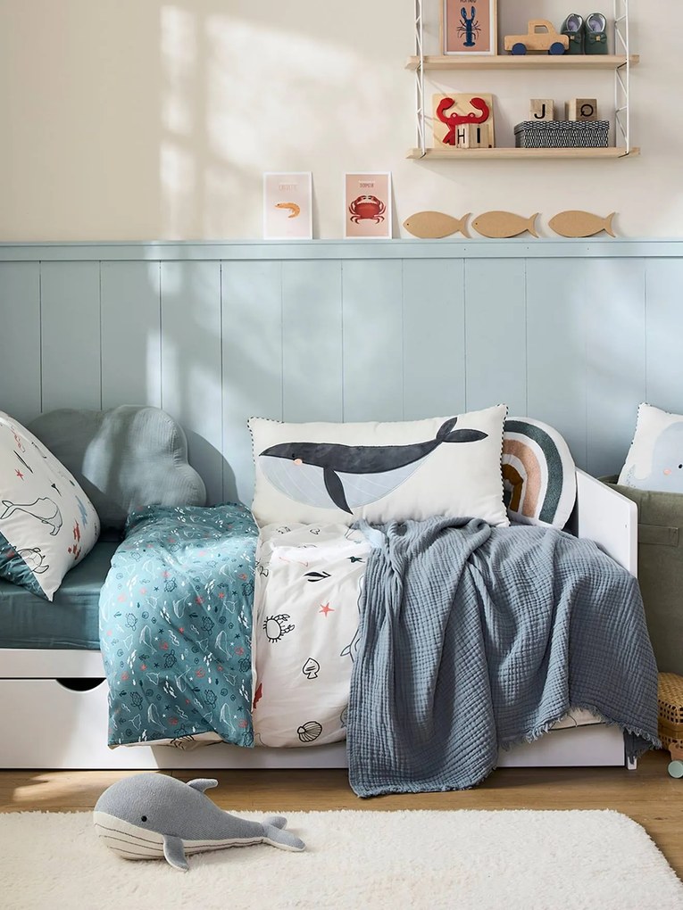 Manta em gaze de algodão biológico azul escuro liso