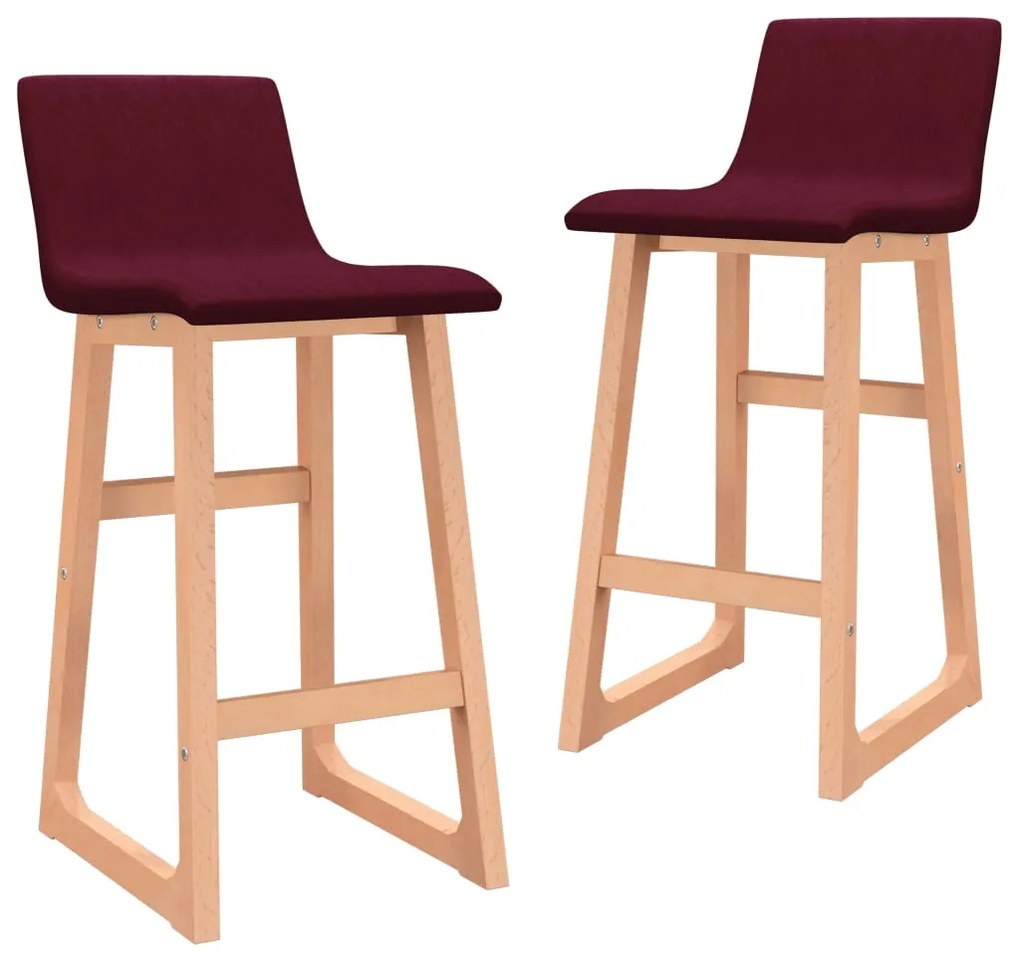vidaXL Bancos de bar 2 pcs tecido vermelho tinto