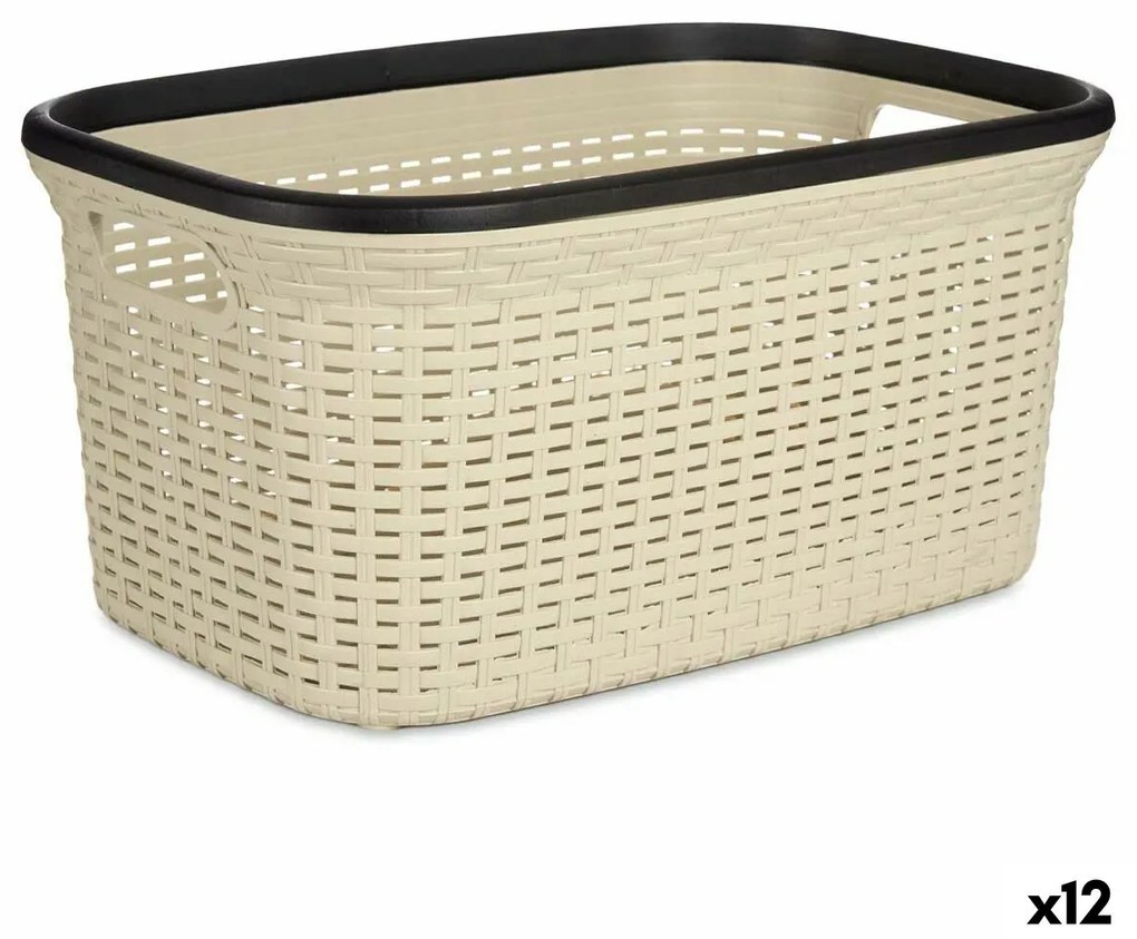 Cesto da Roupa Creme Plástico 36 L 36 x 25,5 x 52,5 cm (12 Unidades)