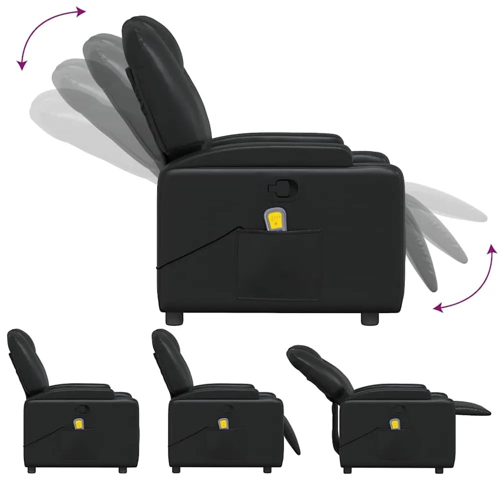 Poltrona de massagens reclinável couro artificial preto