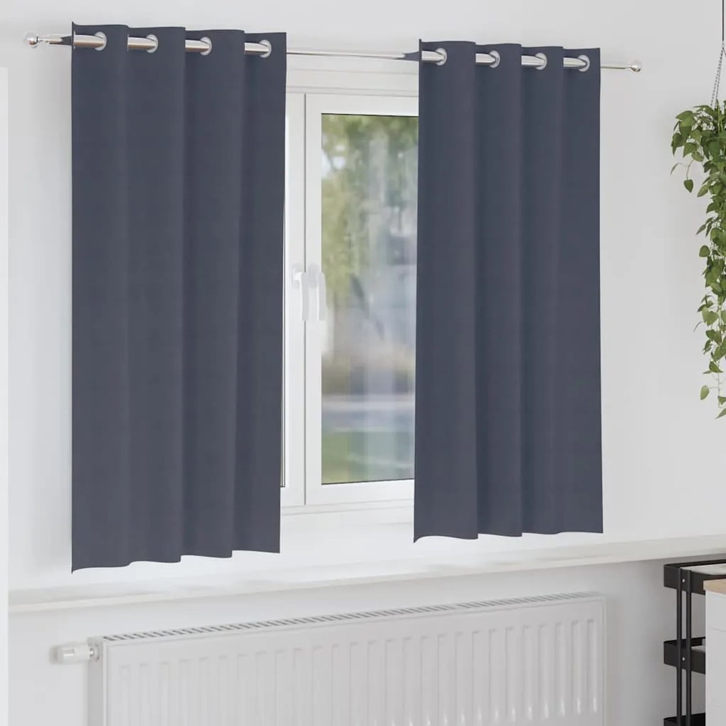 vidaXL Cortinas Blackout com Argolas 2 pcs Antracite 175 x 140 cm