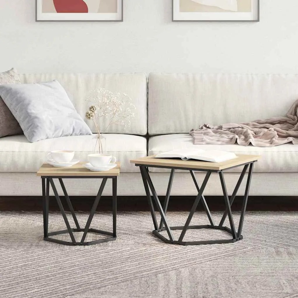 Mesas Laterais 2 pcs Carvalho Sonoma em Madeira Engineered