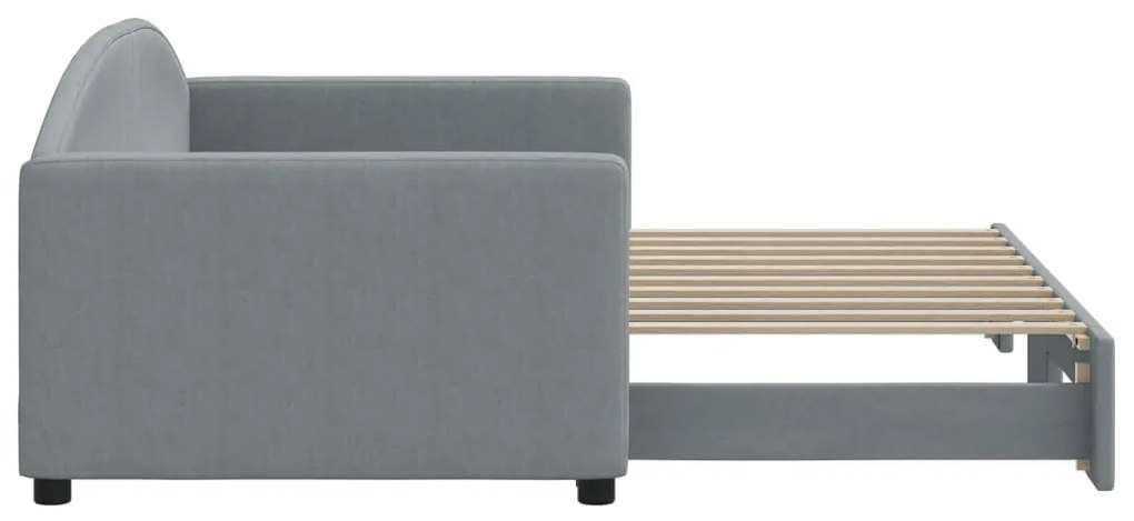 Sofá-cama com gavetão 90x190 cm tecido cinzento-claro