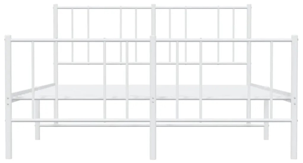 Estrutura de cama com cabeceira e pés 160x200 cm metal branco