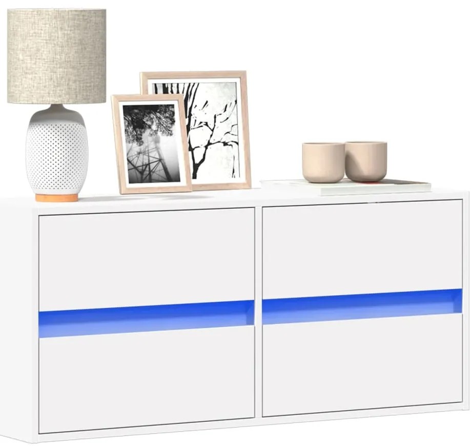 Móvel de parede para TV com luzes LED 100x31x45 cm branco