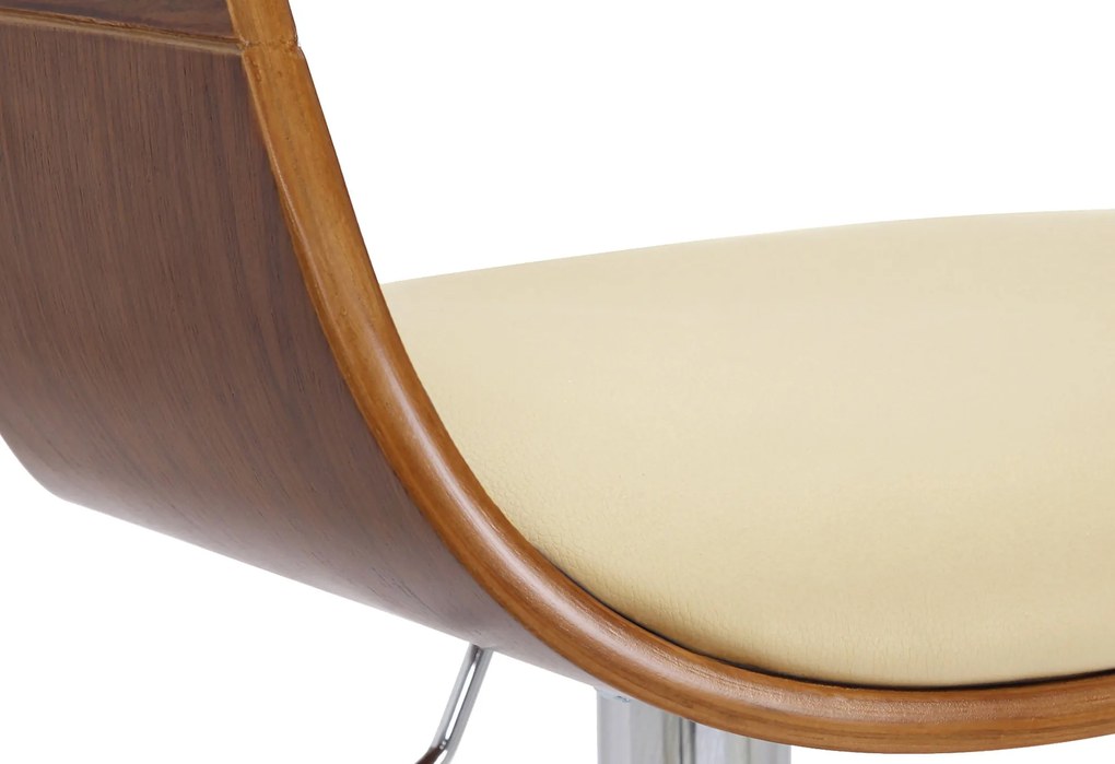 Banco de bar Kingston em couro sintético 50 x 88-102 x 48 cm Nogueira + Creme