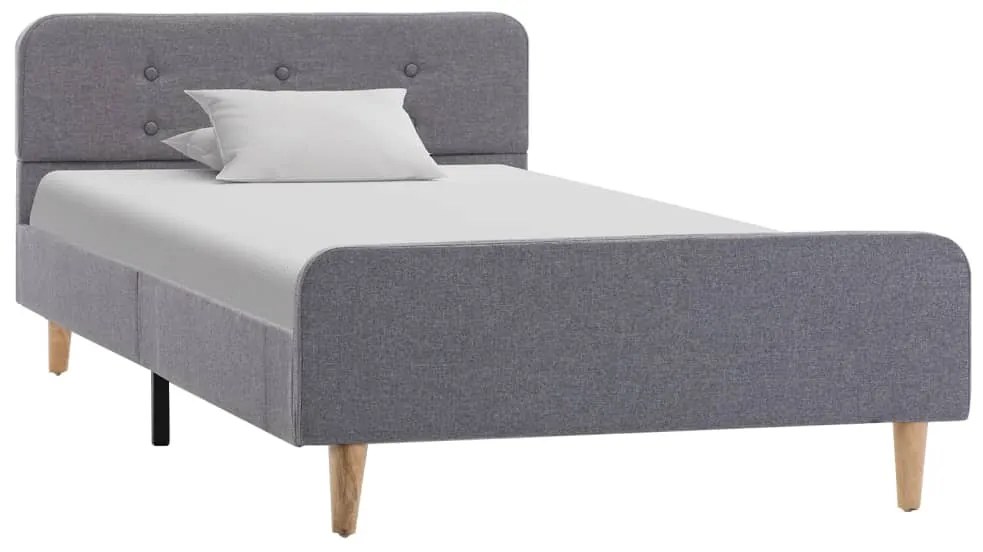 Estrutura de cama em tecido 90x200 cm cinzento-claro
