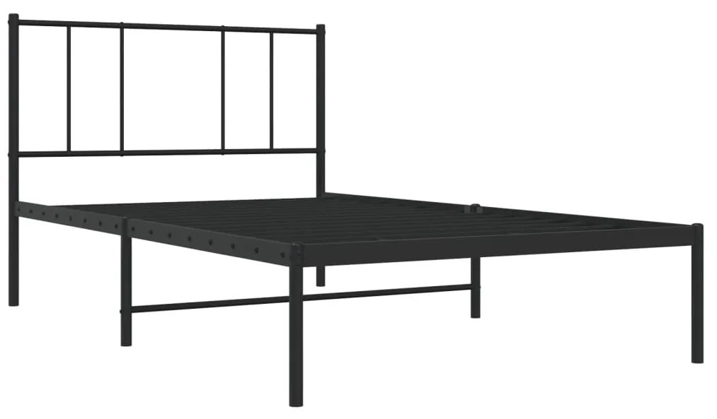 Estrutura de cama com cabeceira 90x200 cm metal preto