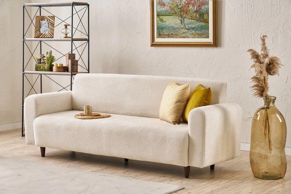 Sofá de 3 Lugares Noya – Creme – 220x87x70 cm