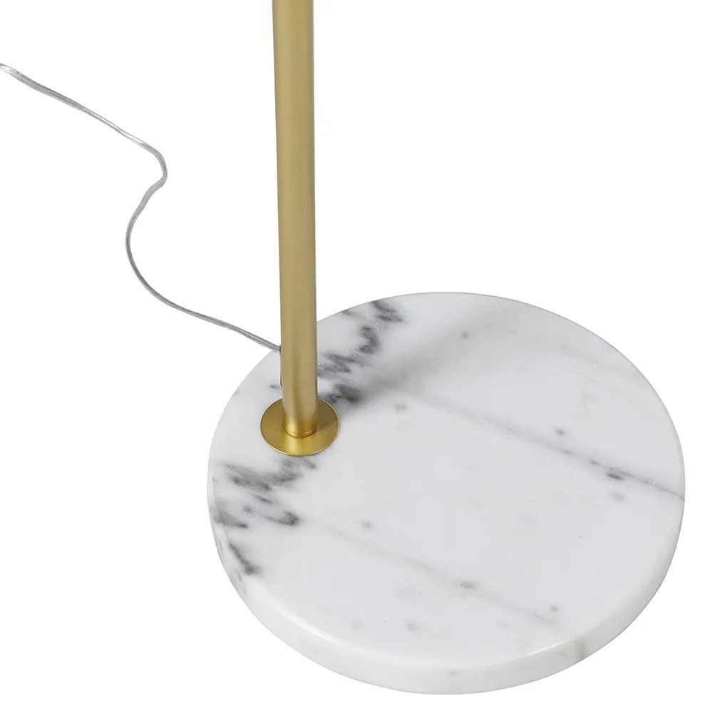 Candeeiro de Arco Inteligente Latão com Abaajur Branco incl. Wifi A60 - Arc Basic