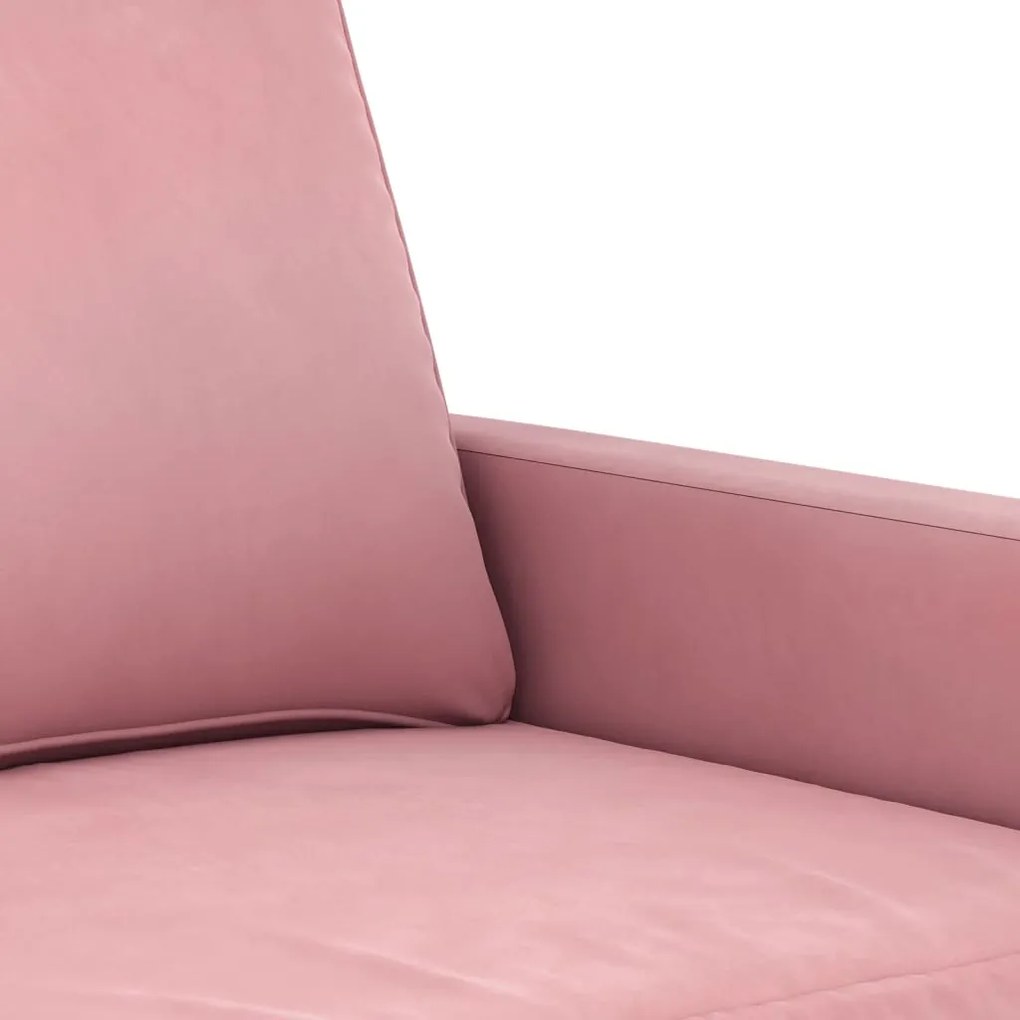 3 pcs conjunto de sofás com almofadões veludo rosa