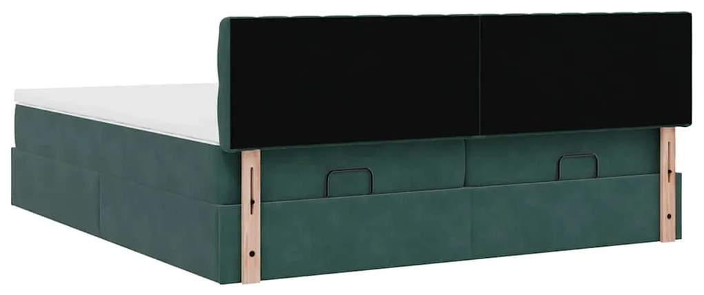 Estrutura de cama otomana com colchão verde escuro Veludo