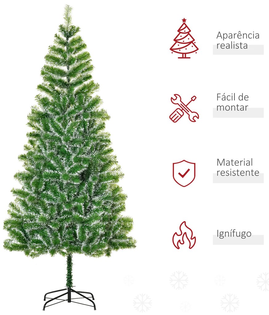 Árvore de Natal Artificial 210cm com 968 Ramos e Suporte de Metal Árvore de Natal para Decoração de Interior Sala de Estar Festas Ø100x210 cm Verde