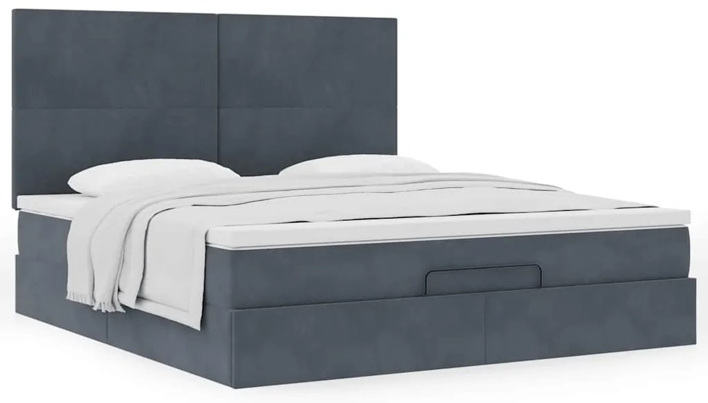 Estrutura cama otomana colchões 180x200 cm cinzento escuro