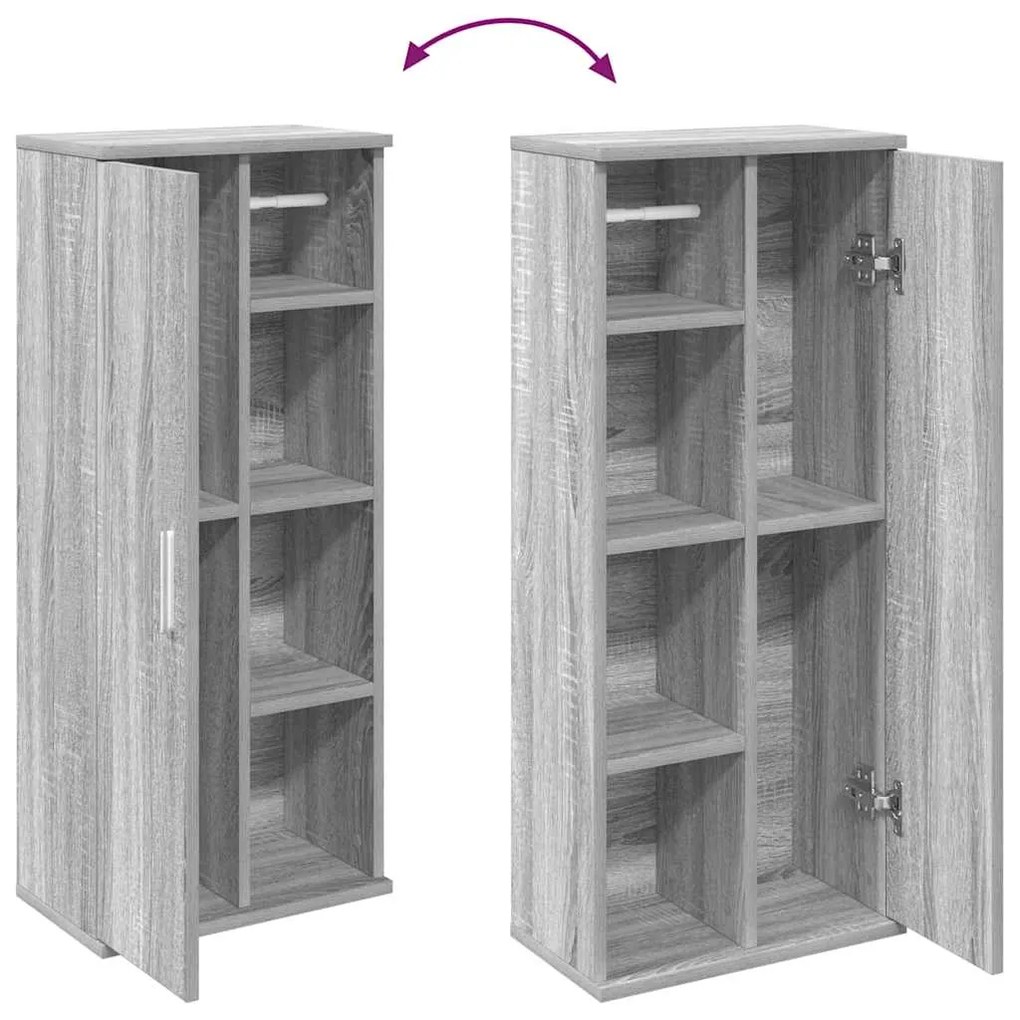 Móvel p/ casa banho c/ suporte rolos 39x22x90 cm sonoma cinza