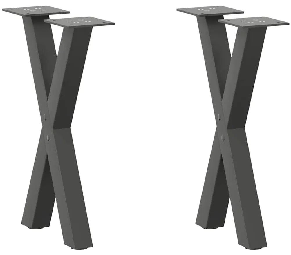 vidaXL Pés para mesa de centro em formato de X, 2 peças, antracite, 38x(42-43) cm, aço