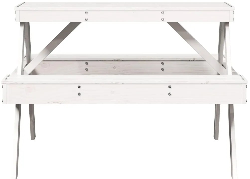 Mesa de piquenique 105x134x75 cm madeira de pinho maciça branco