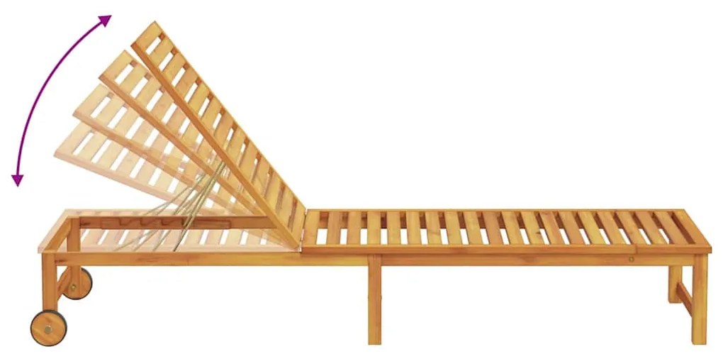 Espreguiçadeira com Mesa em Madeira Sólida de Acácia
