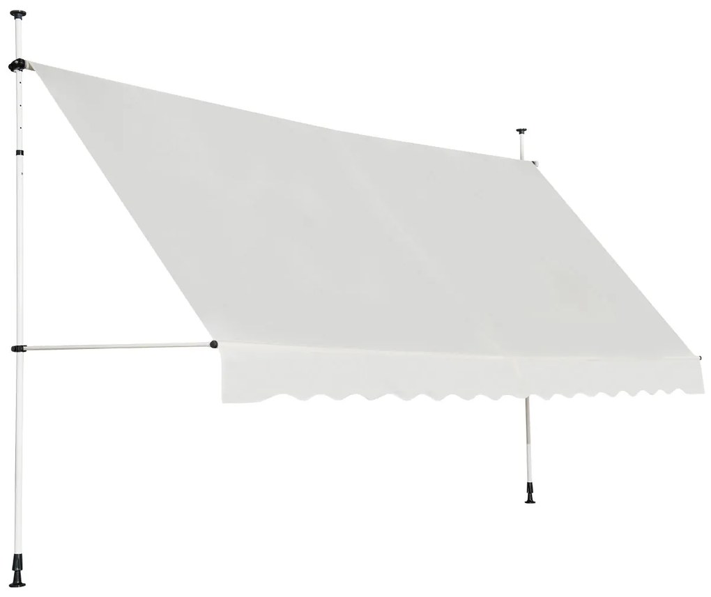 Toldo telescópico e retrátil 400 cm resistente aos raios UV impermeável com manivela altura regulável para janela varanda jardim Bege